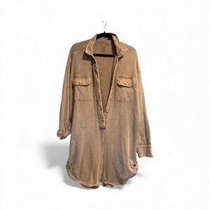 Free People FP One Scout Jumpsuit Driftwood Taupe M Waffle Knit – Item 184